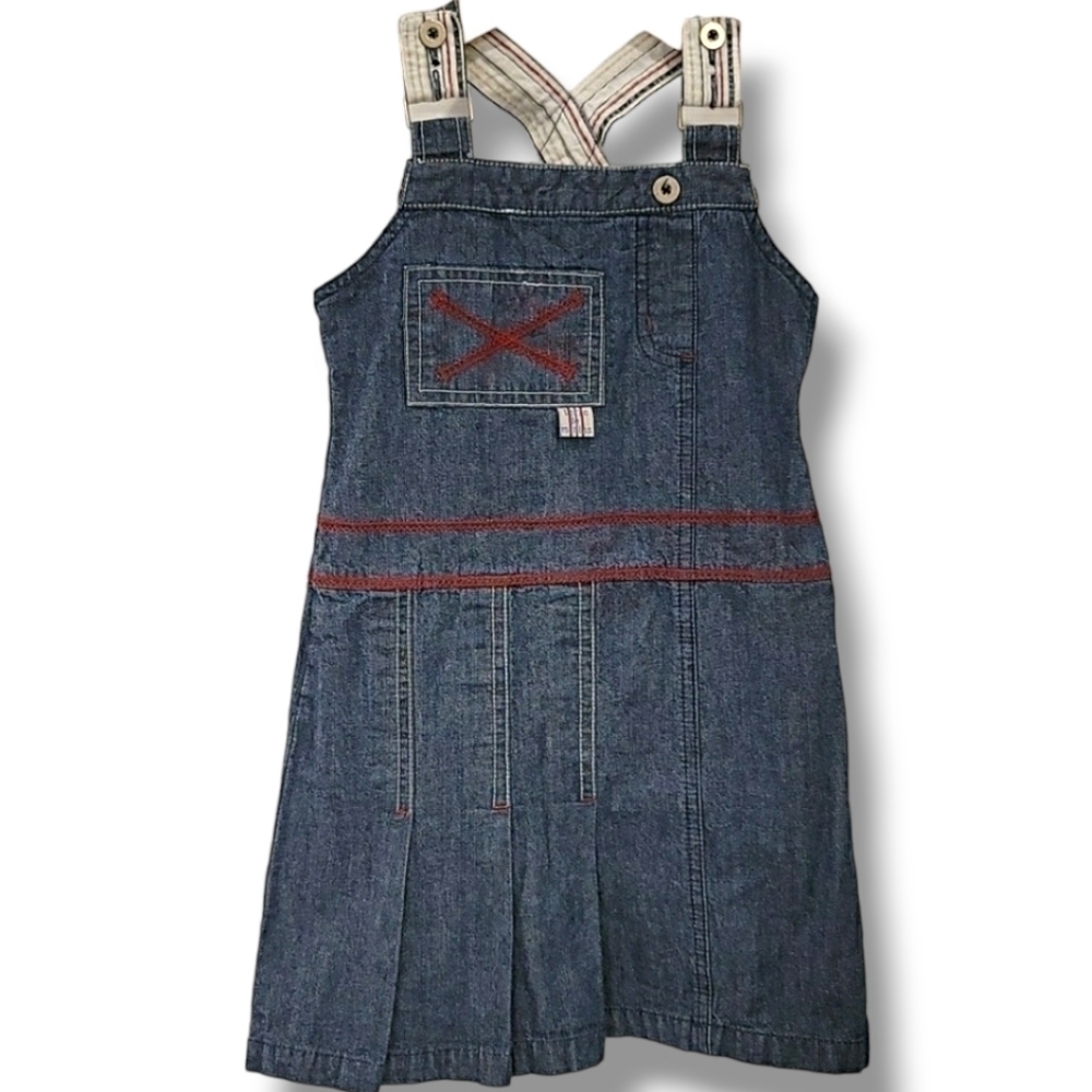 Terre De Marins Denim Overalls Dress - Size 4T